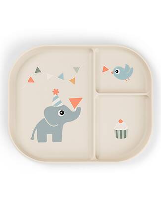 Done By Deer Piatto con Scomparti Foodie - Celebration - Sabbia - 100% PP Alimentare Piatti e Scodelle