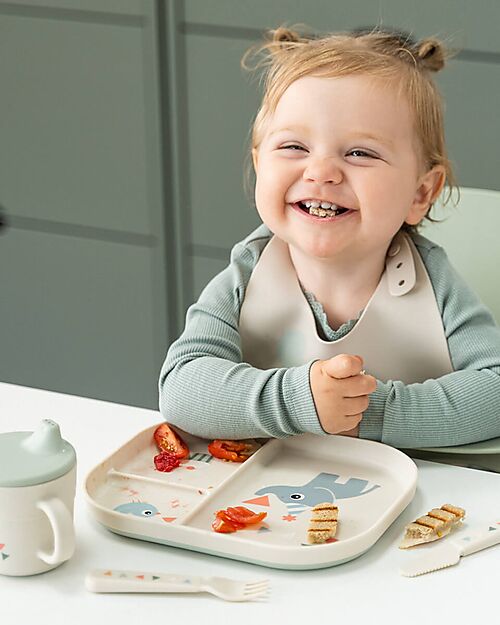 Done By Deer Piatto con Scomparti Foodie - Celebration - Sabbia - 100% PP Alimentare Piatti e Scodelle