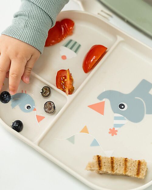 Done By Deer Piatto con Scomparti Foodie - Celebration - Sabbia - 100% PP Alimentare Piatti e Scodelle