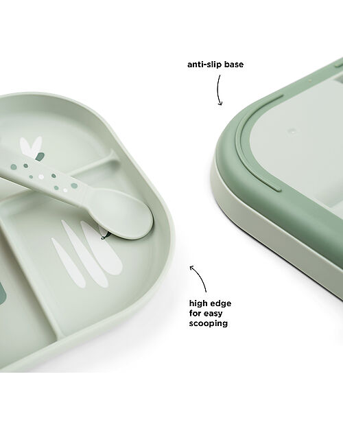 Done By Deer Piatto con Scomparti Foodie - Croco Verde - 100% PP Alimentare Piatti e Scodelle