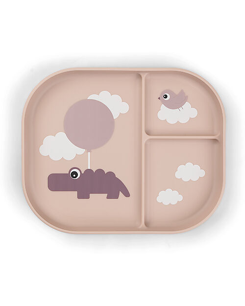 Done By Deer Piatto con Scomparti Foodie - Happy Clouds Cipria - 100% PP Alimentare Piatti e Scodelle