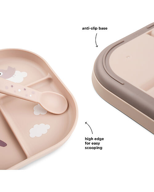 Done By Deer Piatto con Scomparti Foodie - Happy Clouds Cipria - 100% PP Alimentare Piatti e Scodelle