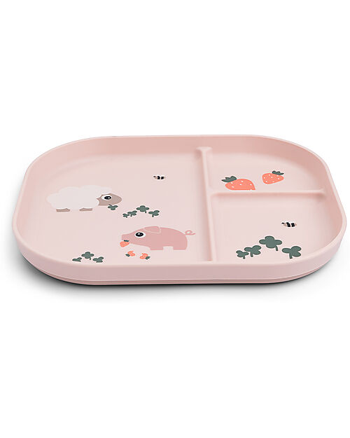 Done By Deer Piatto con Scomparti Tiny Farm - Cipria - 100% PP Alimentare Piatti e Scodelle