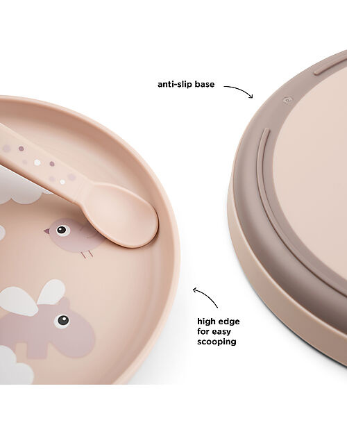 Done By Deer Piatto Foodie - Happy Clouds Cipria - 100% PP Alimentare Piatti e Scodelle