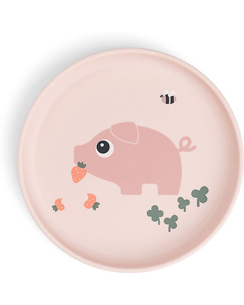 Done By Deer Piatto Piano Tiny Farm - Cipria - Base Antiscivolo Piatti e Scodelle