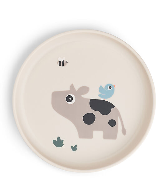 Done By Deer Piatto Piano Tiny Farm - Sabbia - Base Antiscivolo Piatti e Scodelle