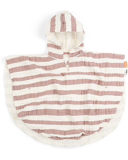 Done By Deer Poncho da Bagno - Righe Powder - 50 cm - Cotone Bio Accappatoi e Asciugamani