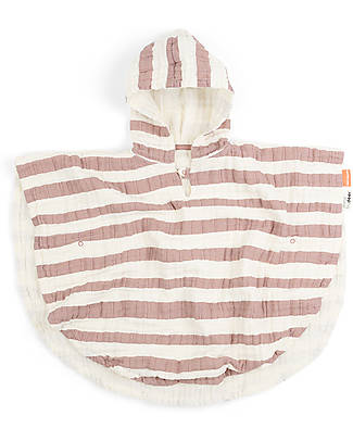 Done By Deer Poncho da Bagno - Righe Powder - 50 cm - Cotone Bio Accappatoi e Asciugamani