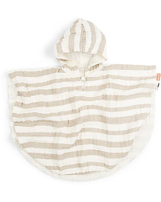 Done By Deer Poncho da Bagno - Righe Sabbia - 50 cm - Cotone Bio Accappatoi e Asciugamani