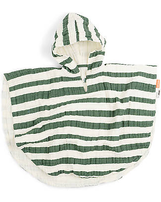 Done By Deer Poncho da Bagno - Righe Verde - 50 cm - Cotone Bio Accappatoi e Asciugamani