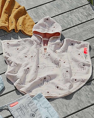 Done By Deer Poncho da Bagno Sea Friends - Cipria - 50 cm - 100% cotone Accappatoi e Asciugamani