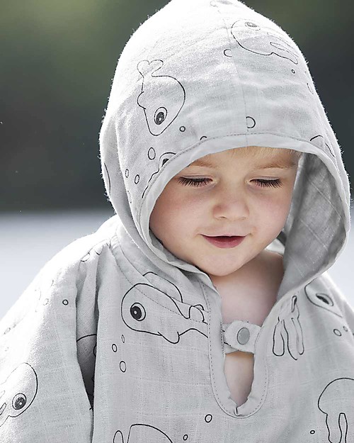 Done By Deer Poncho da Bagno Sea Friends - Grigio - 50 cm - 100% cotone Accappatoi e Asciugamani