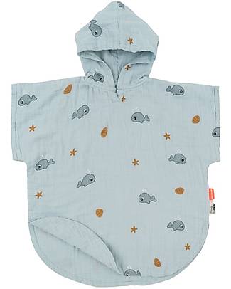 Done By Deer Poncho da Spiaggia - Wally Blue - 60 cm - Cotone Bio Accappatoi e Asciugamani