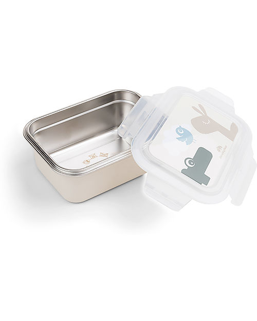 Done By Deer Porta Pranzo di Metallo - Lalee/Croco Sabbia - 18 x 14 x 7,5 cm Porta Merenda