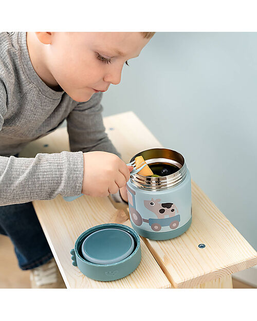 Done By Deer Porta Pranzo Termico - Tiny Farm - Blu - 300ml Contenitori Termici