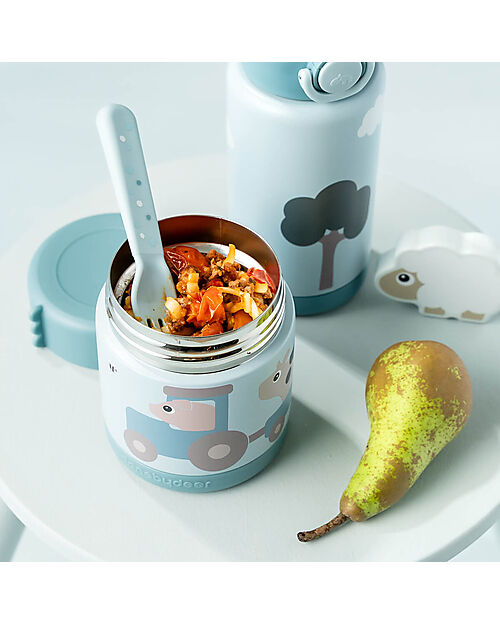 Done By Deer Porta Pranzo Termico - Tiny Farm - Blu - 300ml Contenitori Termici