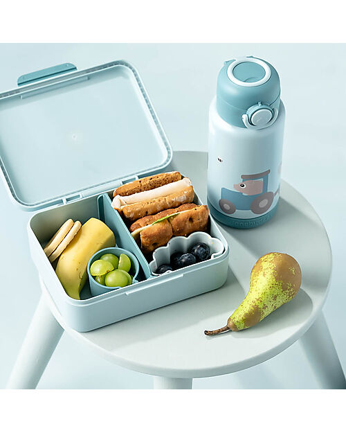 Done By Deer Portapranzo con Divisorio - Tiny Farm - Blu - Perfetto per Piccole Manine! Contenitori per Alimenti