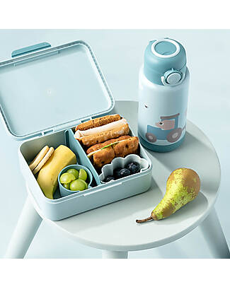 Done By Deer Portapranzo con Divisorio - Tiny Farm - Blu - Perfetto per Piccole Manine! Contenitori per Alimenti