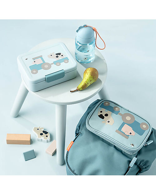 Done By Deer Portapranzo con Divisorio - Tiny Farm - Blu - Perfetto per Piccole Manine! Contenitori per Alimenti