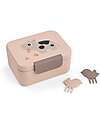 Done By Deer Portapranzo con Divisorio - Tiny Farm - Cipria - 13 x 11 x 6 cm - 100% PP Alimentare Porta Merenda