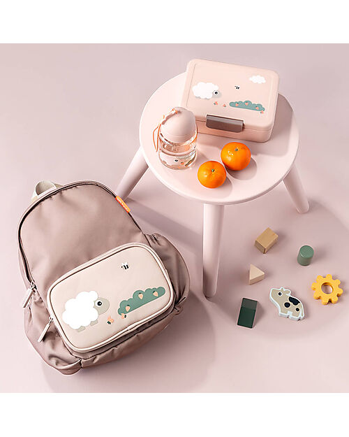 Done By Deer Portapranzo con Divisorio - Tiny Farm - Cipria - Perfetto per Piccole Manine! Porta Merenda