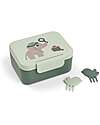 Done By Deer Portapranzo con Divisorio - Tiny Trails - Verde - 13 x 11 x 6 cm - 100% PP Alimentare Porta Merenda