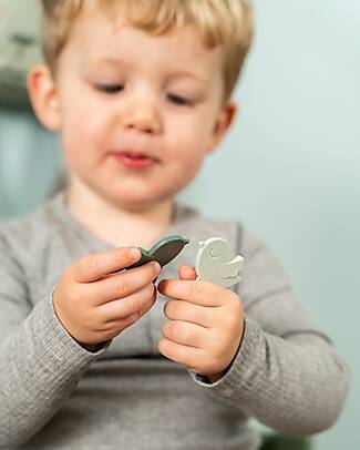 Done By Deer Portapranzo con Divisorio - Tiny Trails - Verde - 13 x 11 x 6 cm - 100% PP Alimentare Porta Merenda