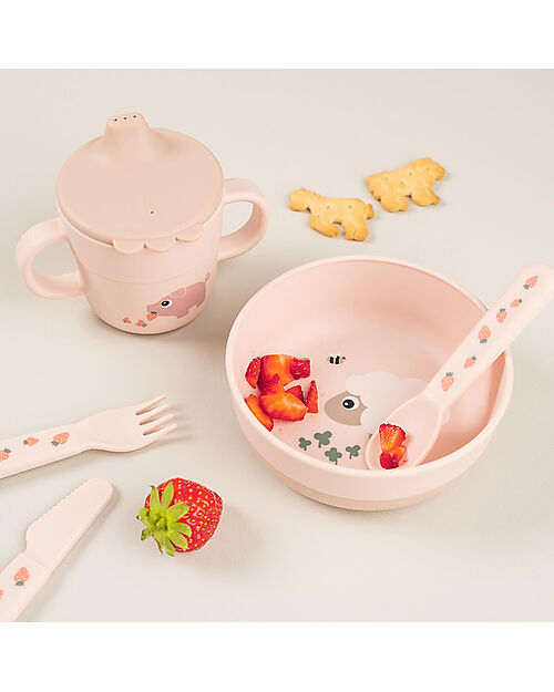 Done By Deer Scodella con Base Antiscivolo - Tiny Farm - Cipria - 375ml Piatti e Scodelle