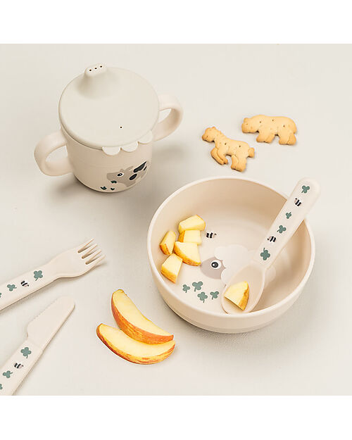 Done By Deer Scodella con Base Antiscivolo - Tiny Farm - Sabbia - 375ml Piatti e Scodelle