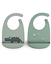 Done By Deer Set 2 Bavagli Impermeabili - Croco - Verde - Silicone Alimentare - con Tasca Bavagli Impermeabili con Tasca