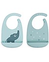 Done By Deer Set 2 Bavagli Impermeabili - Elphee - Blu - Silicone Alimentare - con Tasca Bavagli Impermeabili con Tasca