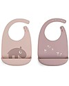 Done By Deer Set 2 Bavagli Impermeabili - Ozzo - Cipria - Silicone Alimentare - con Tasca Bavagli Impermeabili con Tasca