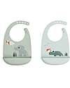 Done By Deer Set 2 Bavagli Impermeabili - Playground - Mix - 100% Silicone Alimentare - con Tasca Bavagli Impermeabili con Tasca