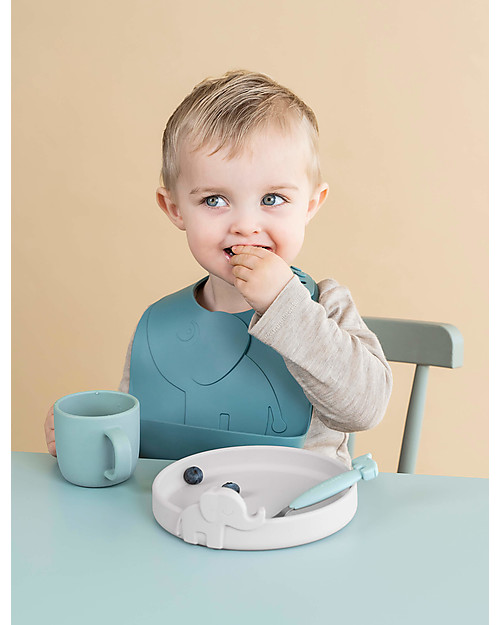 Done By Deer Set 2 Bavaglini Impermeabili con Tasca Elphee -Blu -100% silicone alimentare Bavagli Impermeabili con Tasca