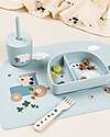 Done By Deer Set 2 Bicchieri con Tappo e Cannuccia 120 ml - Tiny Farm - Blu - 100% Silicone Alimentare - 12m+ Bicchieri