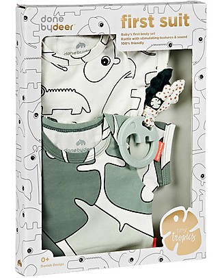 Done By Deer Set 2 Body e Sonaglio Tiny Tropics - Perfetto come regalo nascita! Body Manica Corta