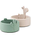 Done By Deer Set 2 Ciotole in Silicone Alimentare- Lalee - Sabbia/Verde Piatti e Scodelle