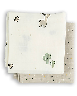 Done By Deer Set 2 Copertine Milleusi - Lalee - Sabbia - 100% Cotone Bio GOTS - 120x120cm Swaddle di Mussola