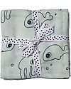Done By Deer Set 2 Copertine Swaddle Milleusi Celeste Amici del Mare - 120x120 cm - 100% cotone Swaddle di Mussola