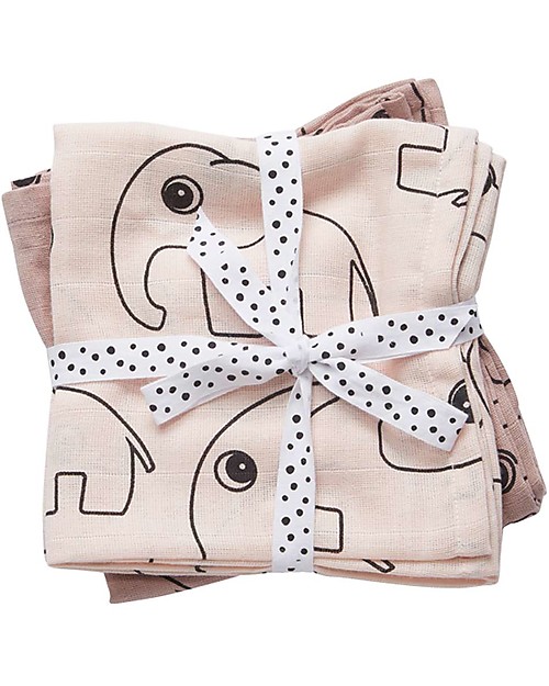 Done By Deer Set 2 Copertine Swaddle Milleusi Contour, Rosa Cipria - 120x120 cm - 100% cotone Swaddle di Mussola