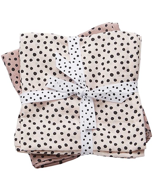 Done By Deer Set 2 Copertine Swaddle Milleusi Happy Dots, Rosa Cipria - 120x120 cm - 100% cotone Swaddle di Mussola