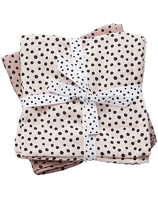 Done By Deer Set 2 Copertine Swaddle Milleusi Happy Dots, Rosa Cipria - 120x120 cm - 100% cotone Swaddle di Mussola
