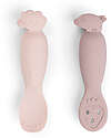 Done By Deer Set 2 Cucchiai da Apprendimento in Silicone - Tiny Farm - Cipria Posate