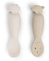 Done By Deer Set 2 Cucchiai da Apprendimento in Silicone - Tiny Farm - Sabbia Posate