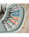 Done By Deer Set 2 Posate Anti-Scivolo - Forchetta e Cucchiaio - Blu - Silicone Alimentare e Acciaio inossidabile Posate