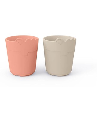 Done By Deer Set 2 Tazze Mini Mug Kiddish - Croco - Sabbia/Corallo - 100% Riciclabile senza Melamina Tazze
