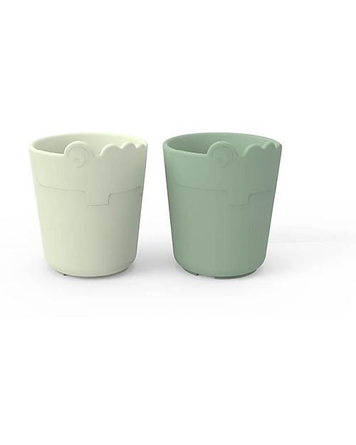 Done By Deer Set 2 Tazze Mini Mug Kiddish - Croco - Verde - 100% Riciclabile senza Melamina Bicchieri