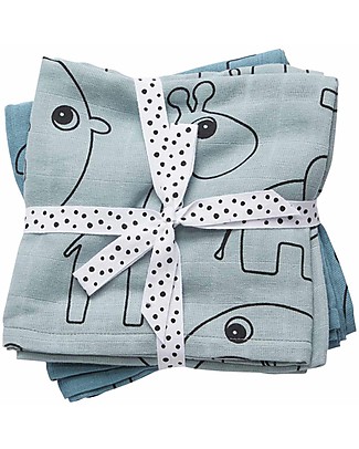 Done By Deer Set 2 Telini Antirigurgito Contour, Celeste - 70x70 cm - 100% cotone Pezze Di Mussola