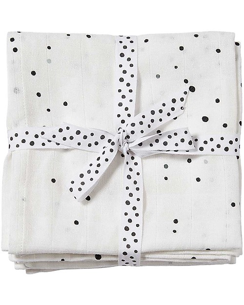 Done By Deer Set 2 Telini Antirigurgito Dreamy Dots, Bianco - 70x70 cm - 100% cotone Bavagli con Maniche