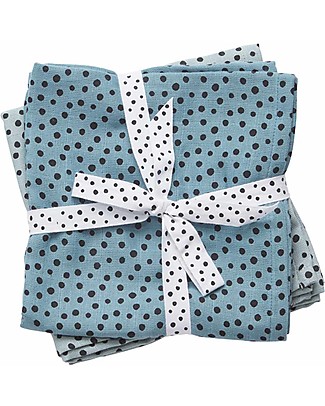Done By Deer Set 2 Telini Antirigurgito Happy Dots, Celeste - 70x70 cm - 100% cotone Bavagli Coprispalla